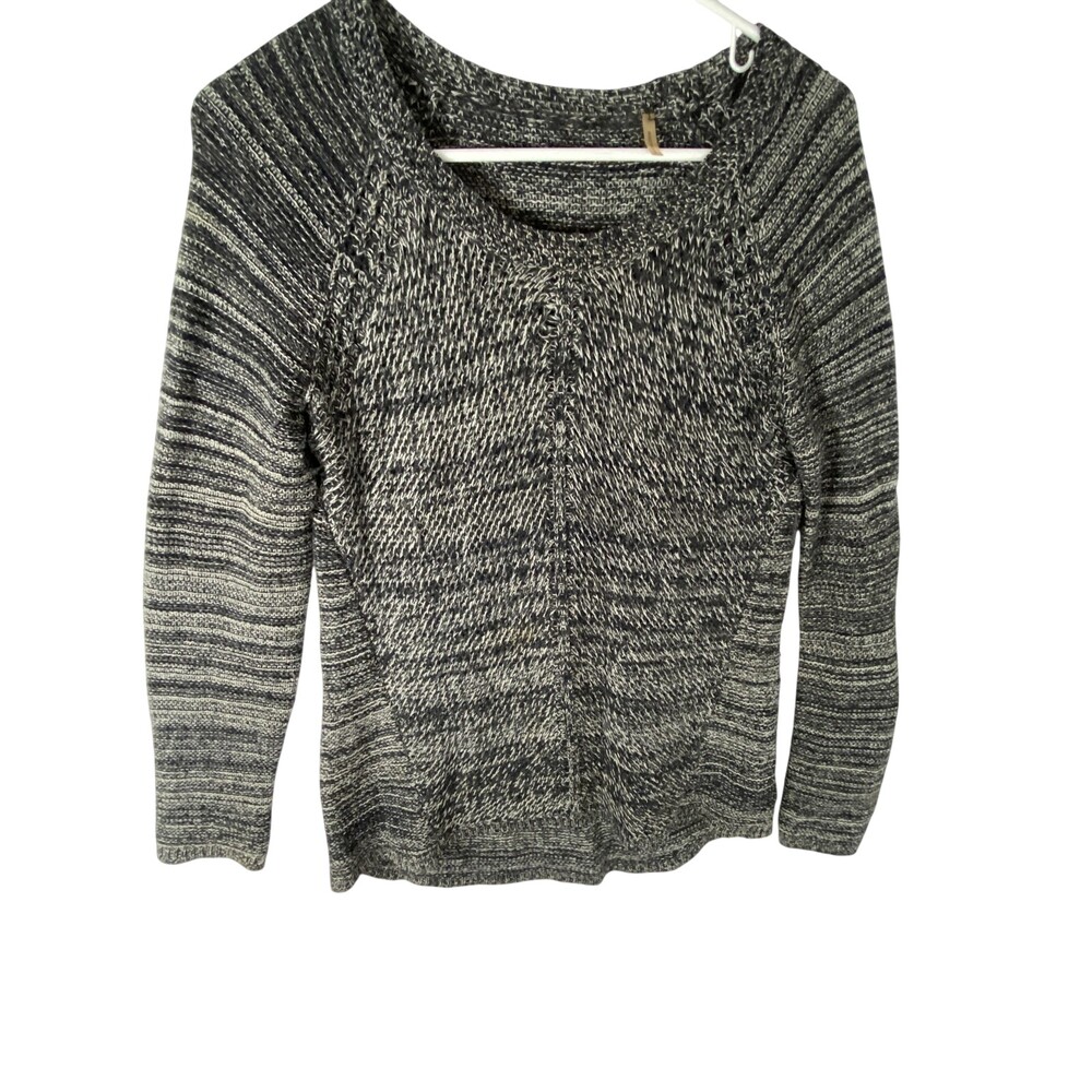 Marled Knit Sweater Womens Medium Gray Scoop Neck Raglan Pullover Long Sleeve